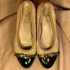 AGL leather made in Italy stylish flats w/buckles
